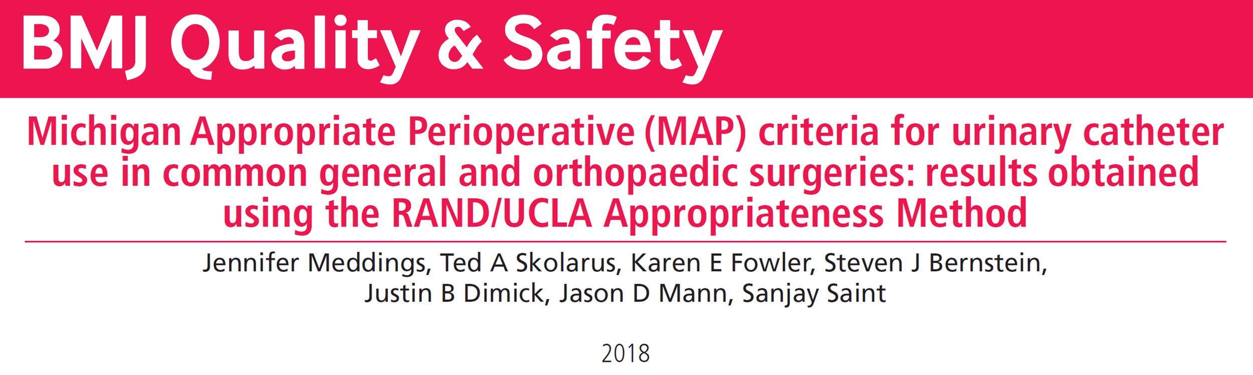 Title, authors, and year for the publication of the Michigan Appropriate Perioperative (MAP) criteria