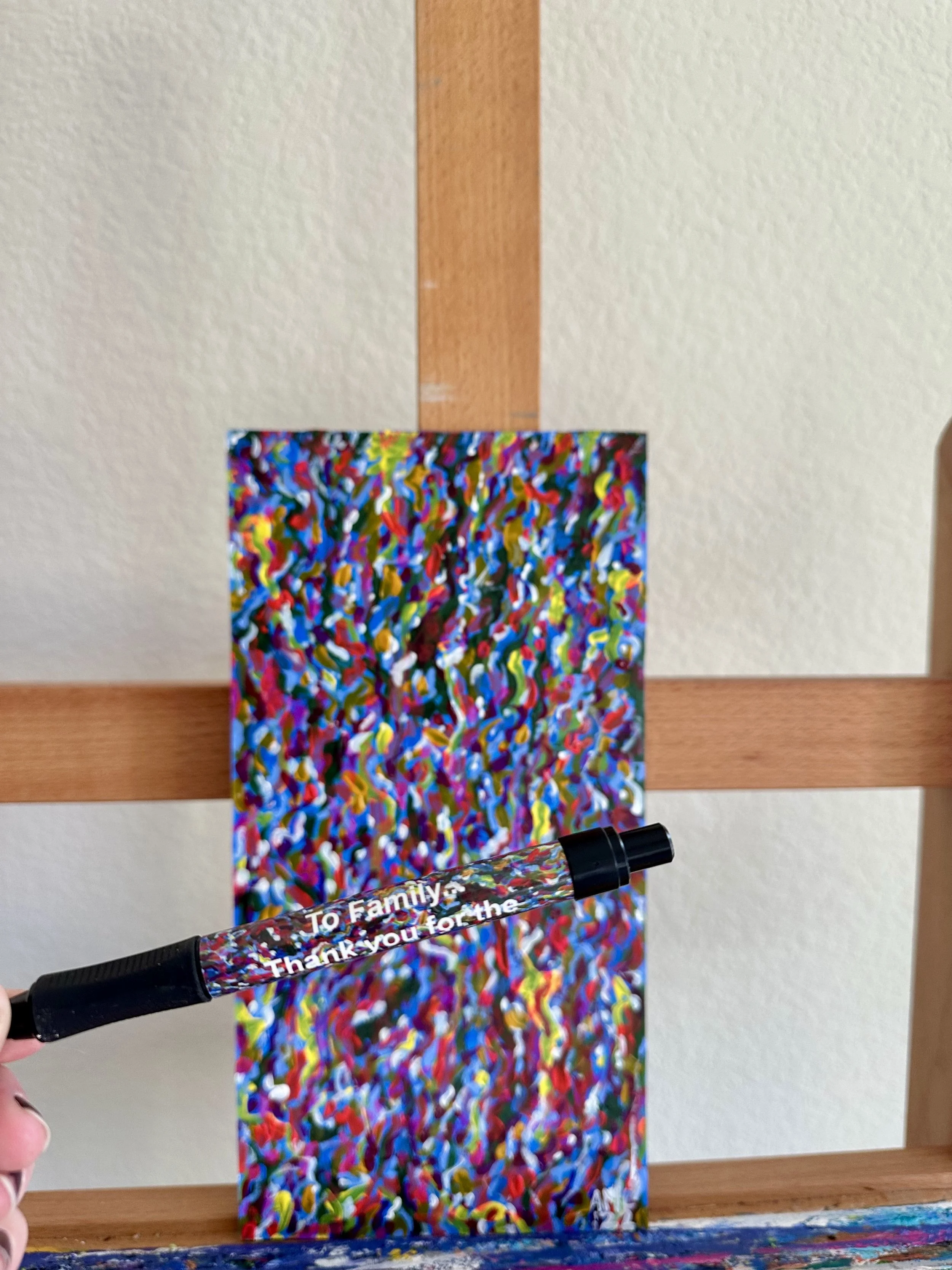 Neon and blue line based abstract painting.