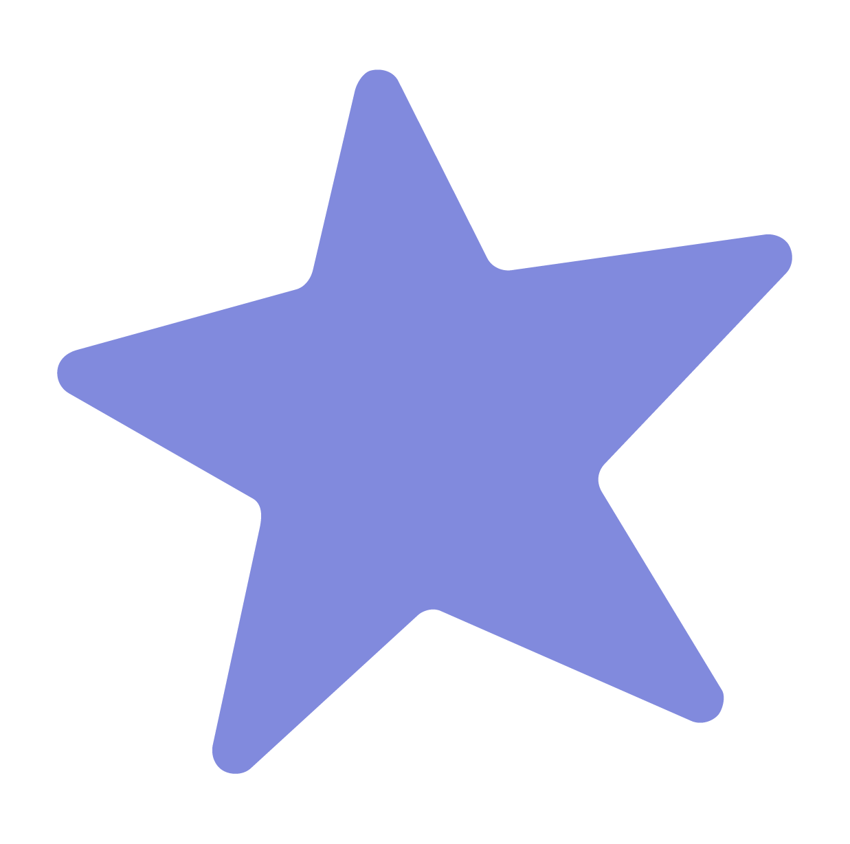 Blue star shape with rounded edges on a black background.