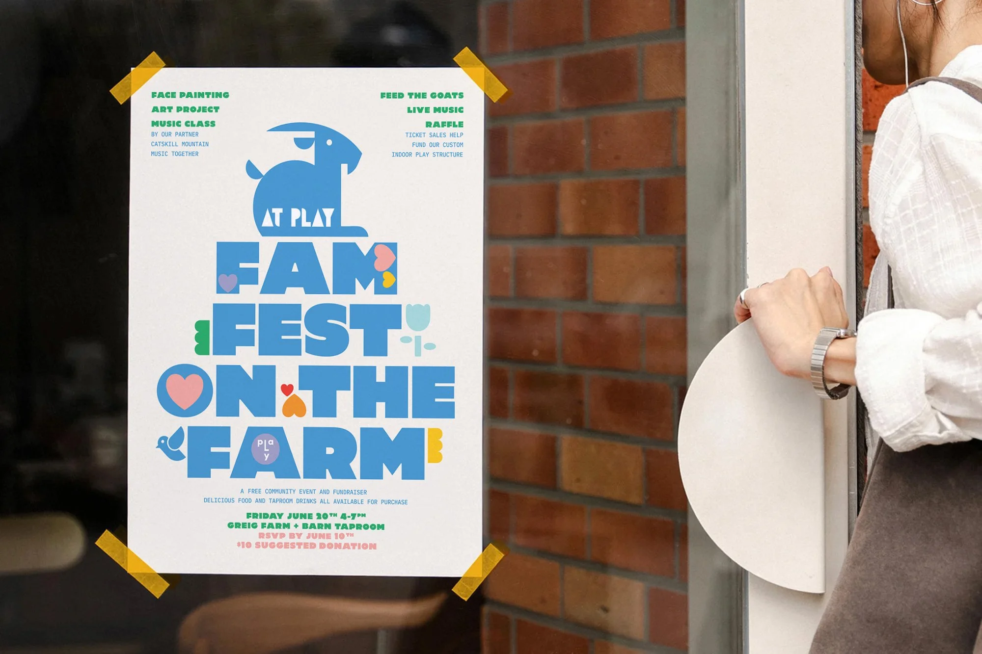 Brand design and event marketing graphic design for a community playspace in Rhinebeck, New York