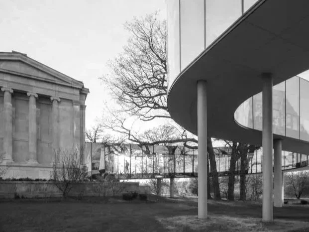 Albright Knox Museum, Steel and concrete bridge connective to historic original building