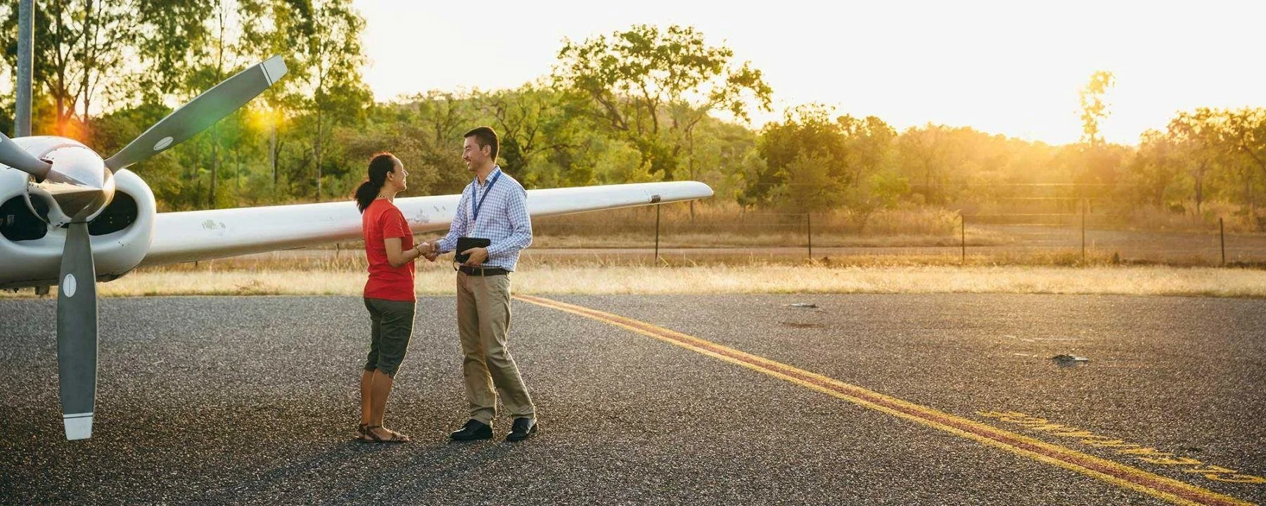 airplane deal at sunset