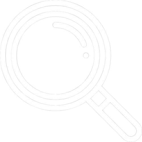 Icon of a magnifying glass with a black background.