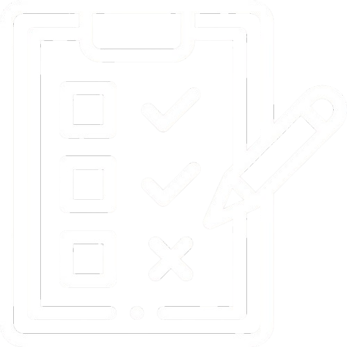 Checklist with three boxes, two checked, and one crossed out, with a pen pointing at it.