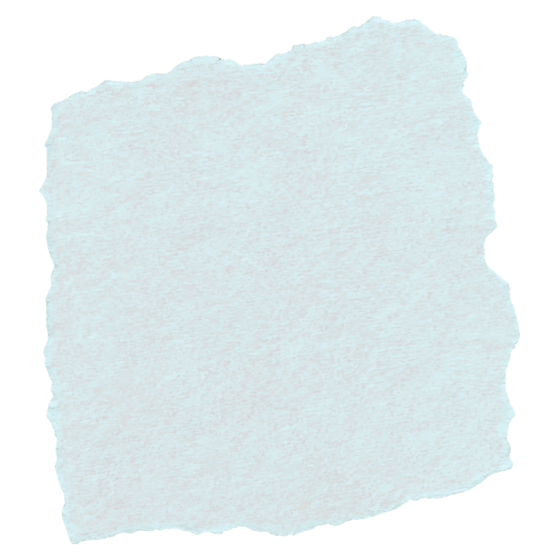 torn piece of light blue paper with rough, uneven edges.