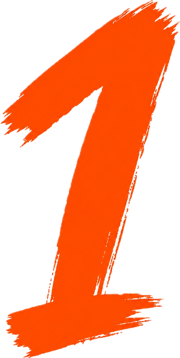 Numero uno scritto in stile pittorico arancione