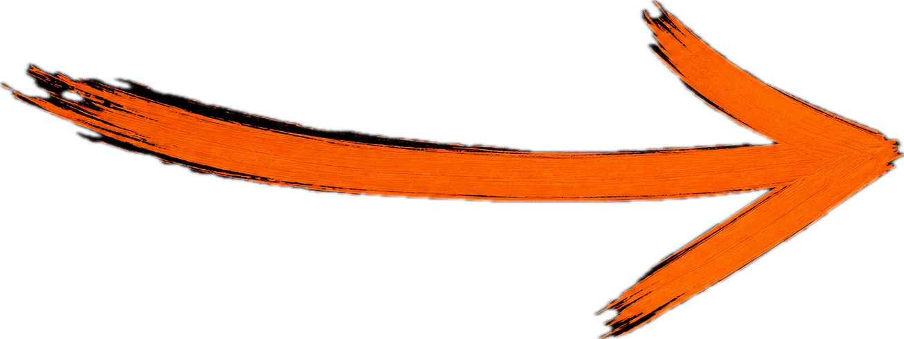 Freccia di colore arancione disegnata con pennarello su sfondo nero