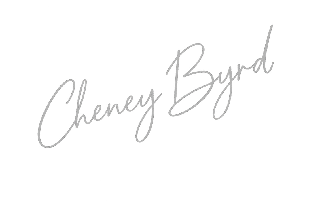 Signature-style text that reads 'Cheney Byrd' on a black background.