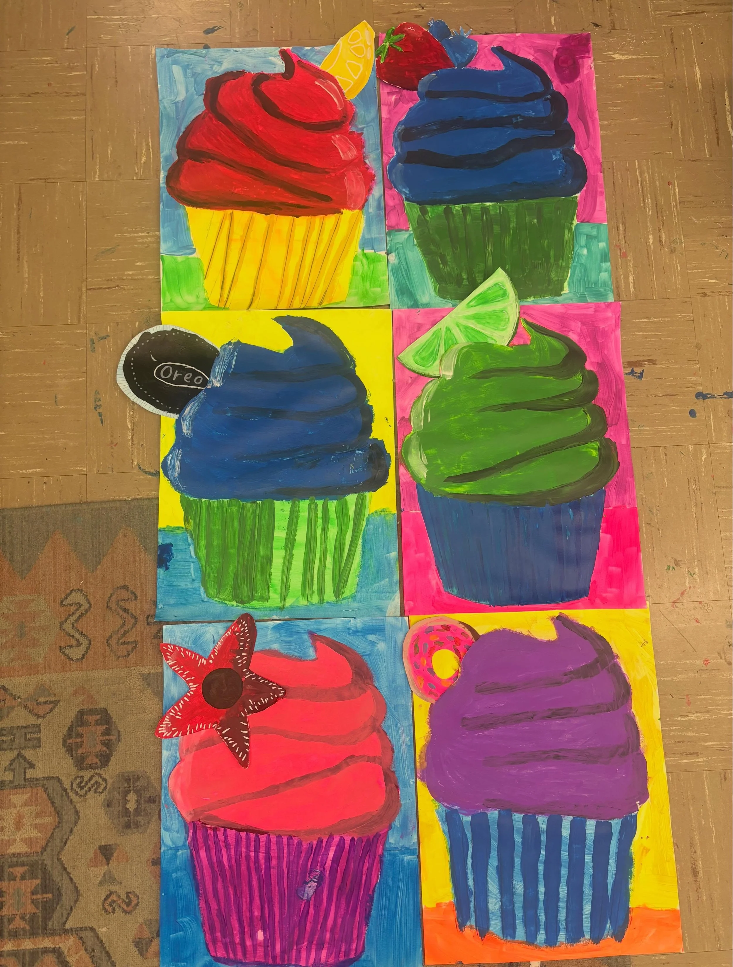 Giant cupcakes during art camp! Thanks @scholtenart for the amazing lesson!