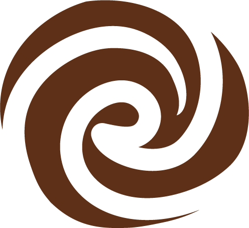 A symbol of energy through energy healing. A brown spiral swirl design.