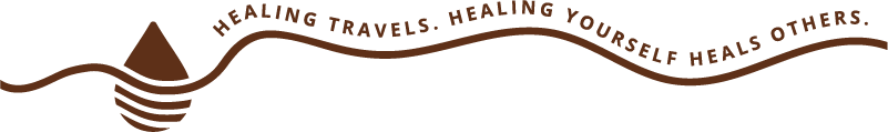 Qurrah tagline with logomark and waves. 'Healing Travels. Healing Yourself Heals Others.'