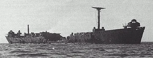 Black and white photo of the S.S. James Longstreet, aka The Target Ship in Cape Cod Bay.