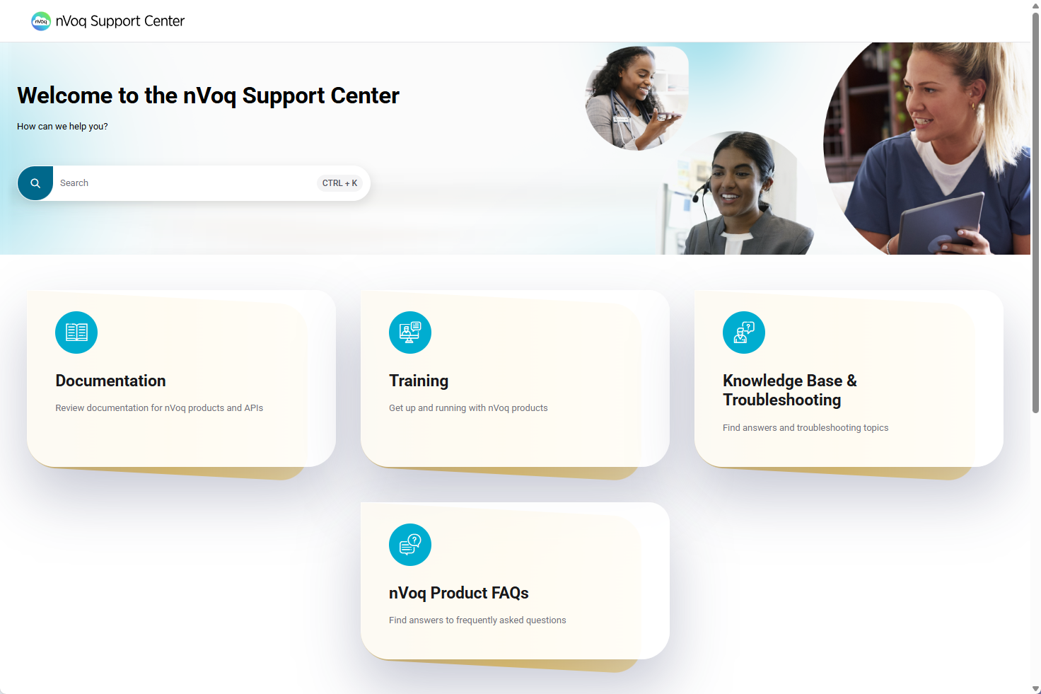 nVoq Support website home page