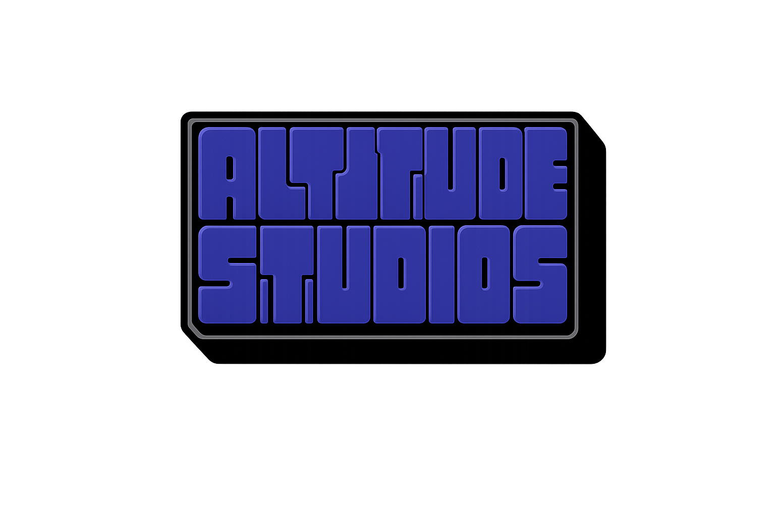 Nighttime neon sign reading "Altitude Studios" with a black background.