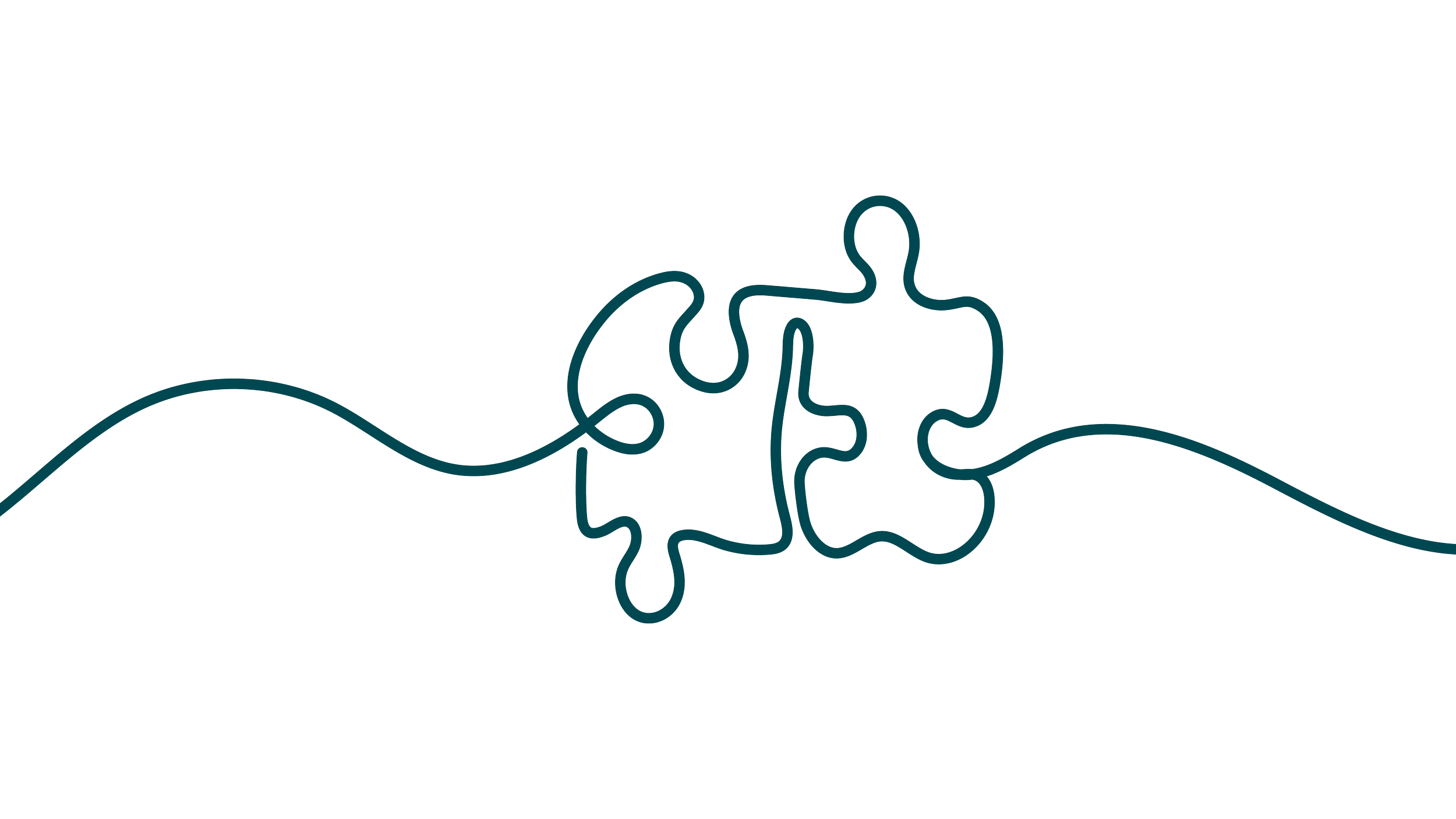 Outline illustration of two connecting puzzle pieces.