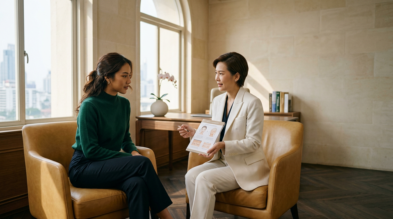 Consultation between surgeon and patient