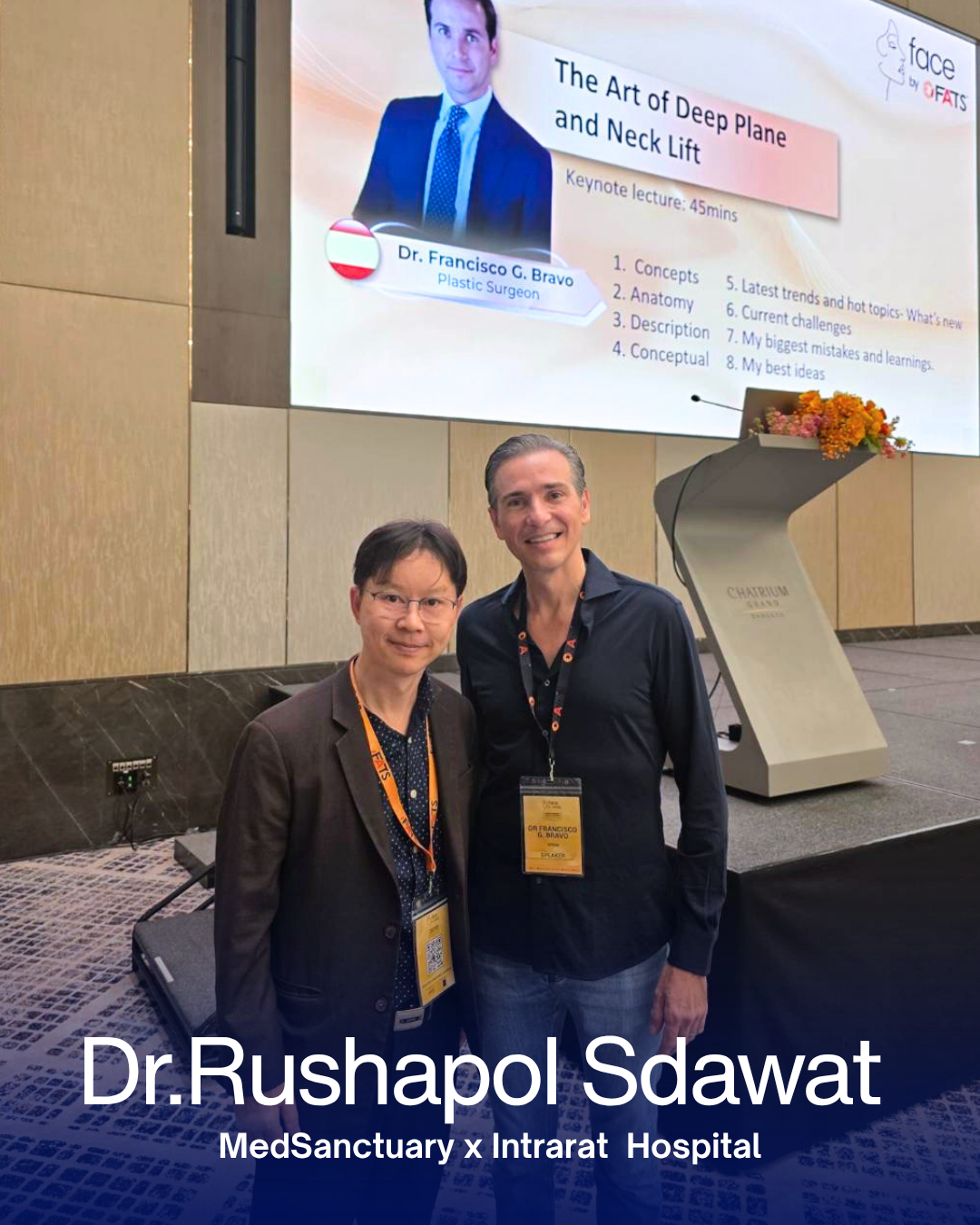 Dr. Rushapol Sdawat with a fellow surgeon at a plastic surgery conference