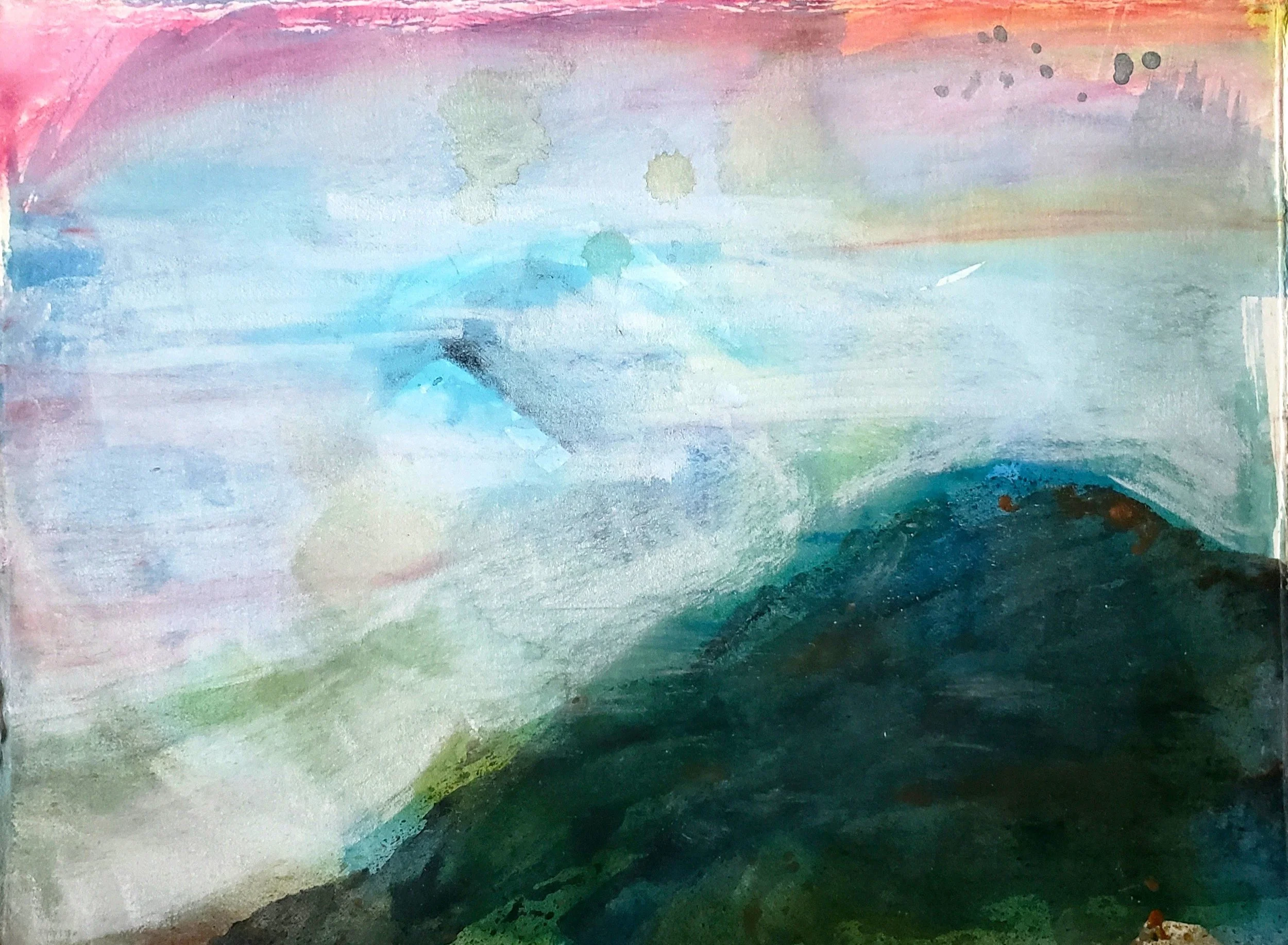  The View From Here  
2022 
15" x 11" 
acrylic and pastel on paper. 
$206
