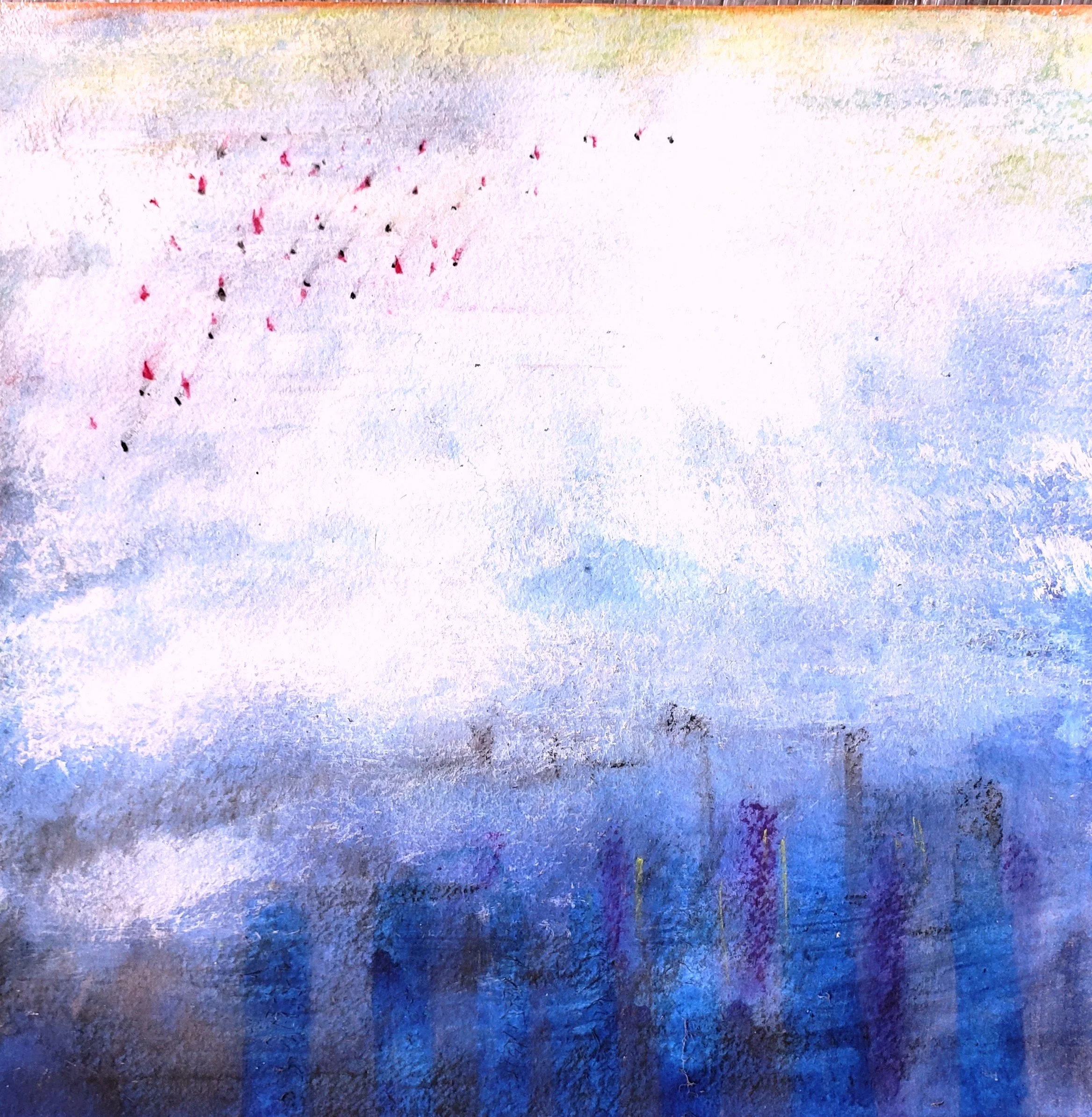  Astoria Pier: Bertolucci Evening  
2022 
8" x 8" 
acrylic and pastel on paper. 
SOLD