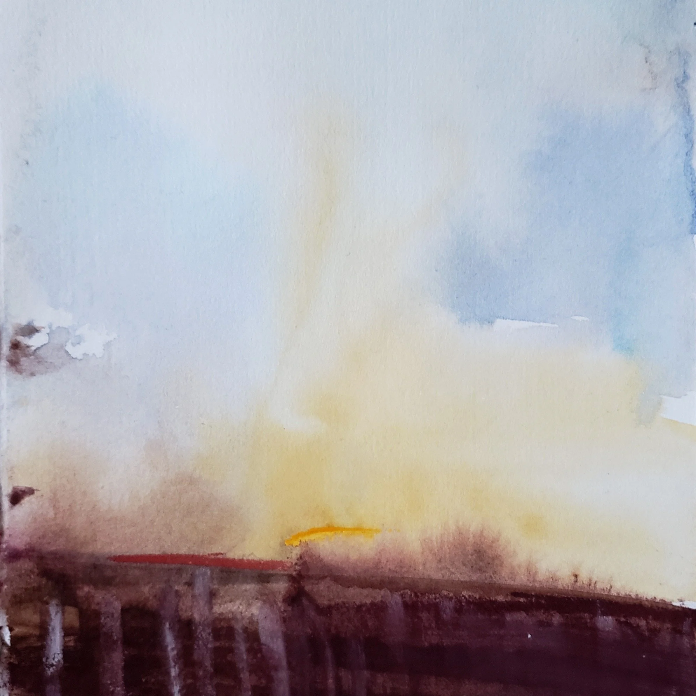  From The Jetty II  
2022 
9" x 6" 
watercolor, pastel on paper. 
$135