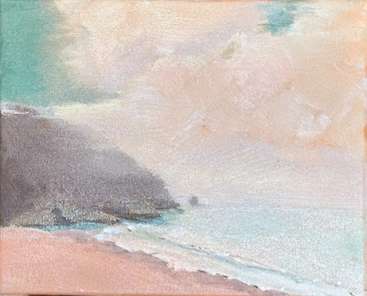 Carmel Coast in Fog, 8" x 10", oil, sold