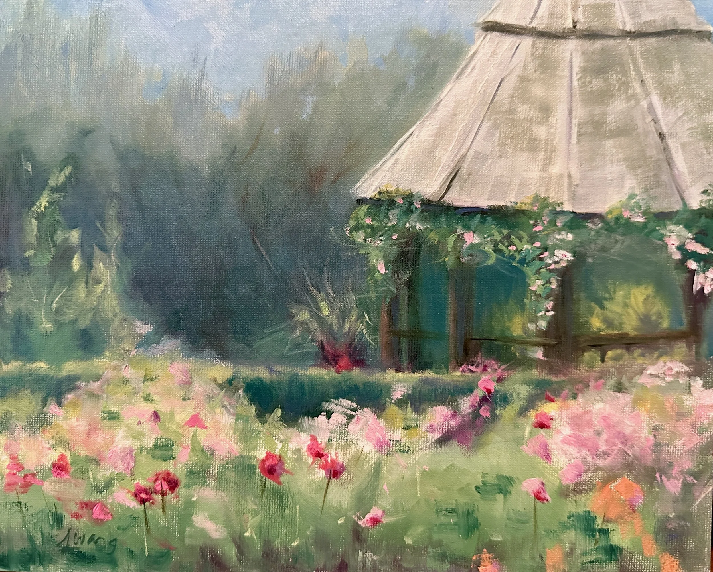 Garden Veranda, 8" X 10", oil