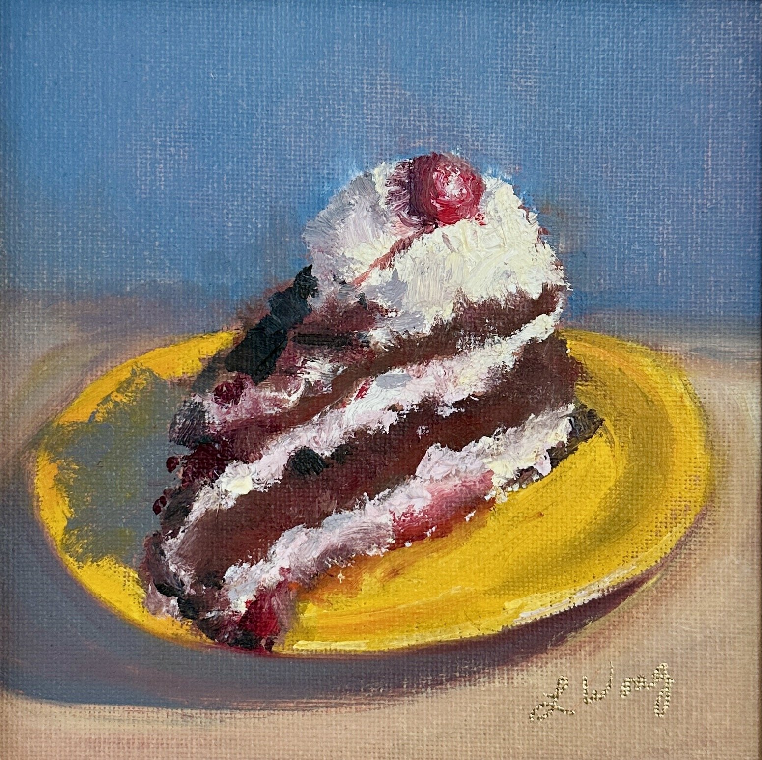 Chocolate Cherry Cake, 6" x 6", oil