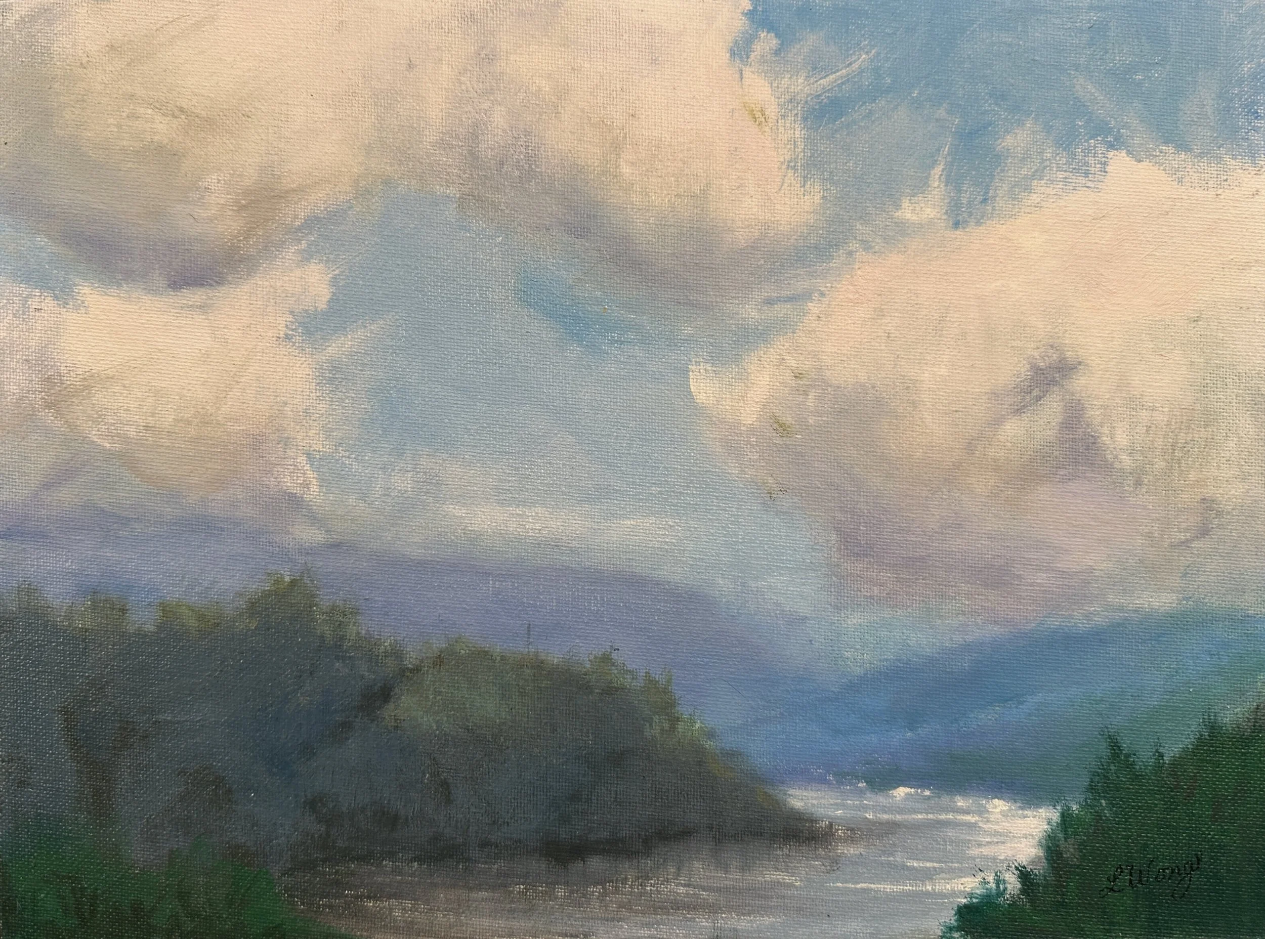 Los Vaqueros Reservoir, 9" x 12", oil