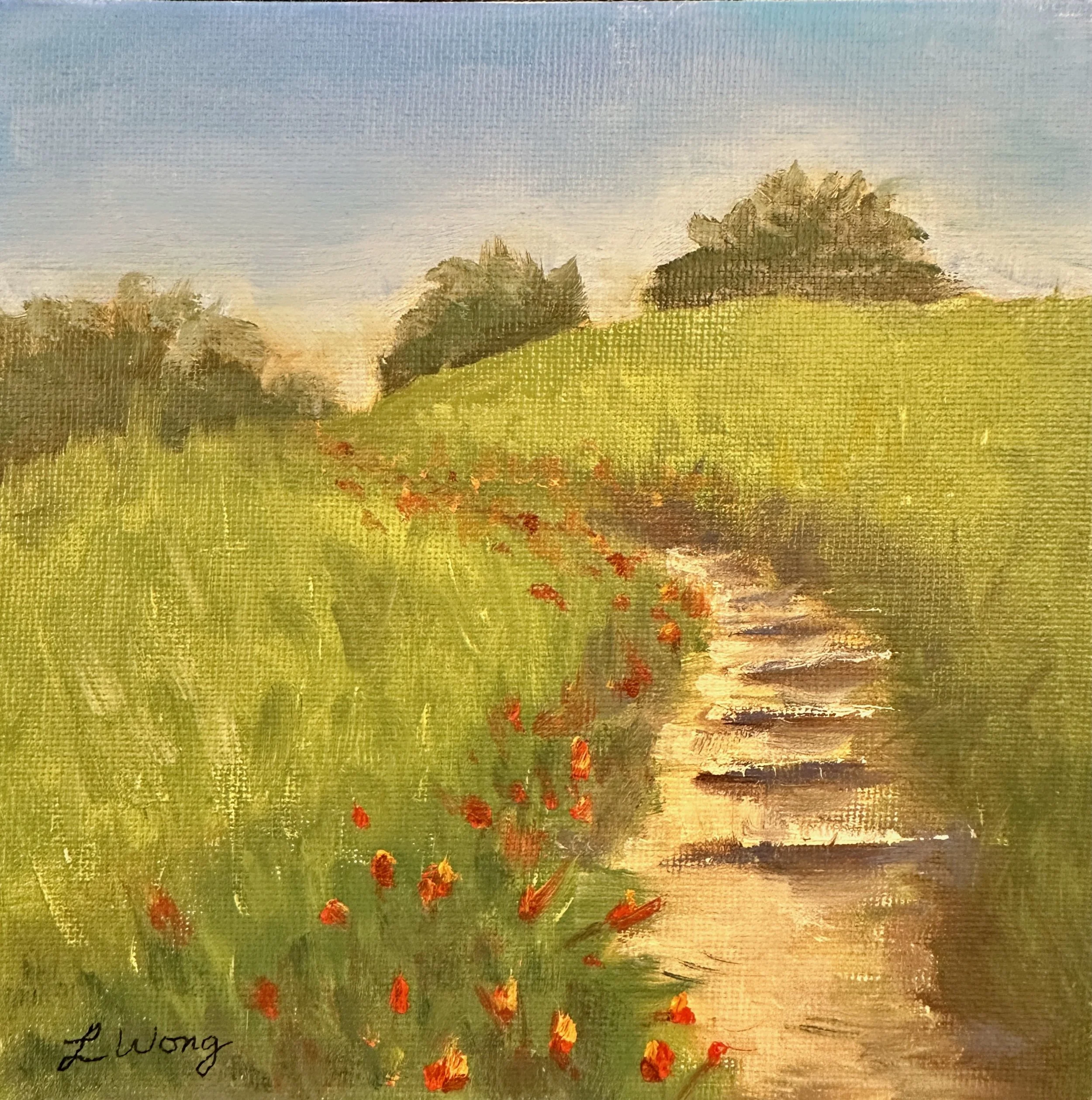 HIll Walk 2, 6" x 6", oil