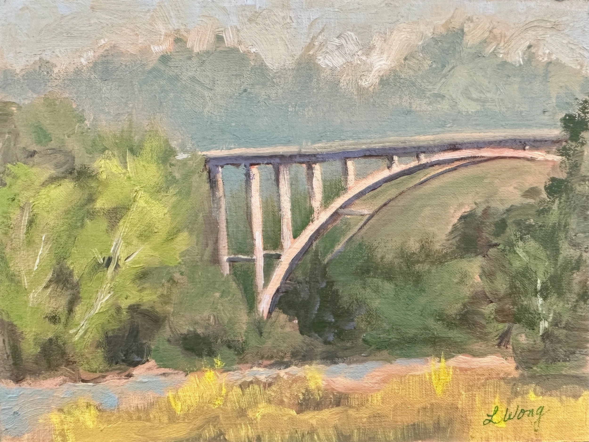 The Bridge, 6" x 8", oil