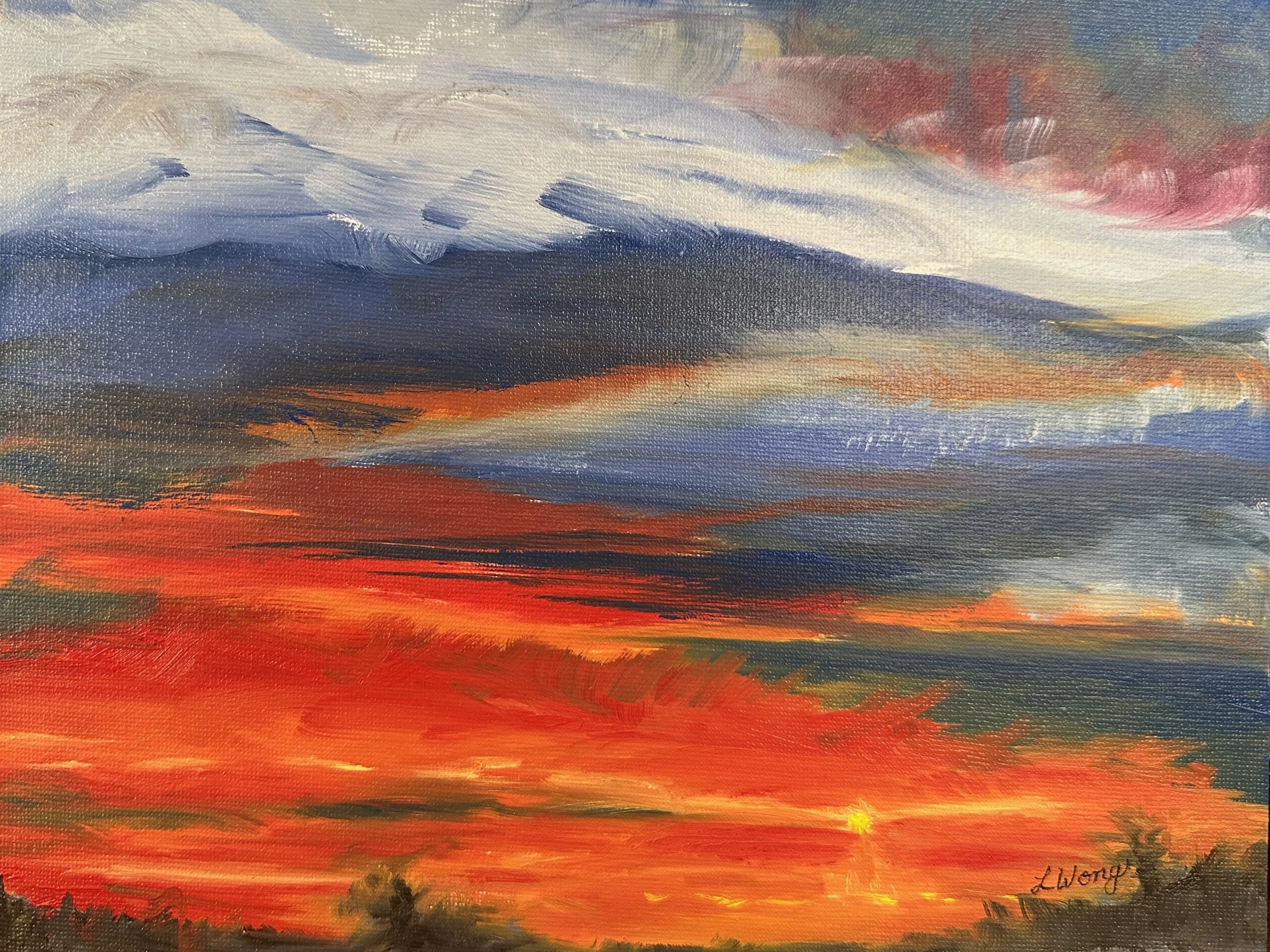 Sunset Over Walnut Creek, 8" x 10",  oil