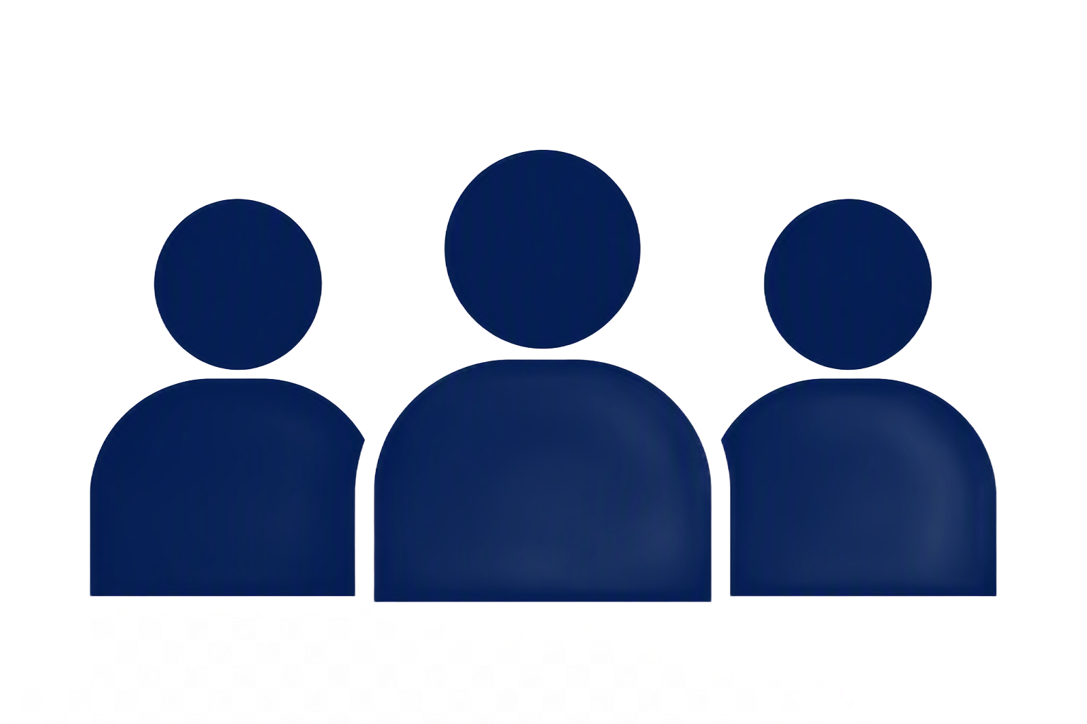 Silhouette icons of three people, with connecting lines indicating a network or collaboration.