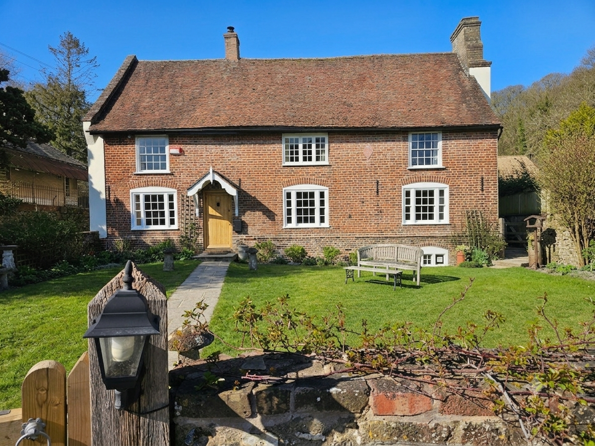 Front elevation after completion of 3 new box sash windows.