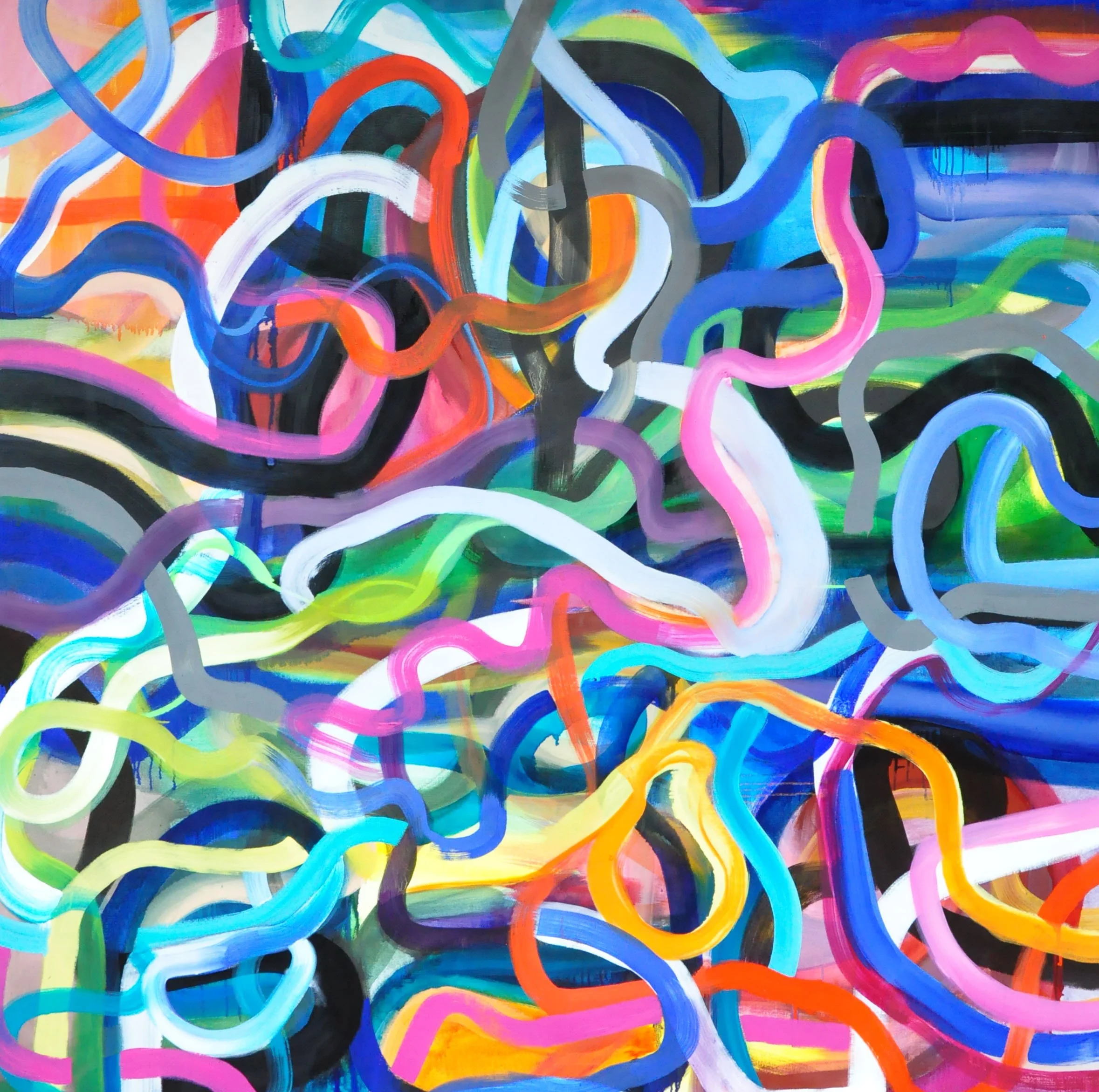In transit. 60"x60", Oil on canvas, Sold.