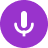 White microphone icon on a purple circular background