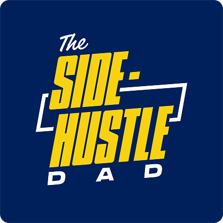 The Side Hustle Dad logo in yellow and white lettering on a navy blue background