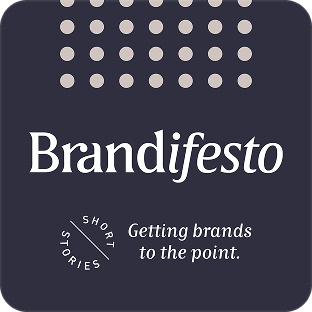 Brandifesto logo with dotted pattern and tagline “Getting brands to the point.”
