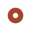 Orange circular icon with a white center on a dark background