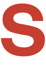 A large red letter S on a black background.