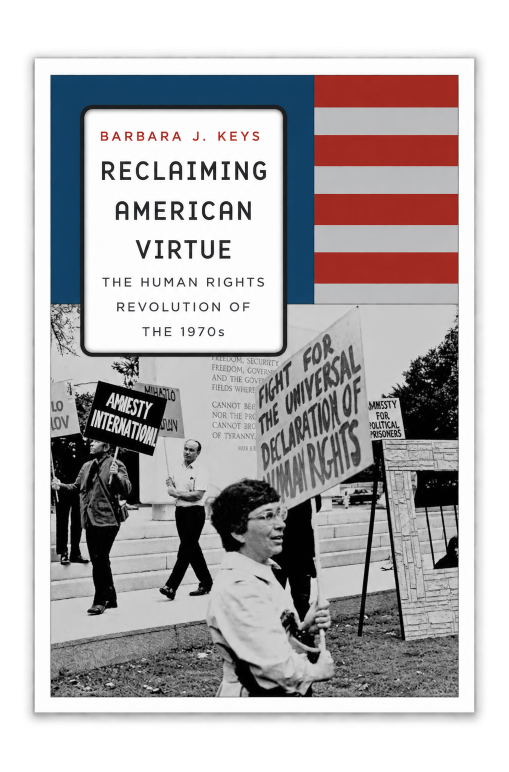 Book cover titled "Reclaiming American Virtue: The Human Rights Revolution of the 1970s" by Barbara J. Keys.