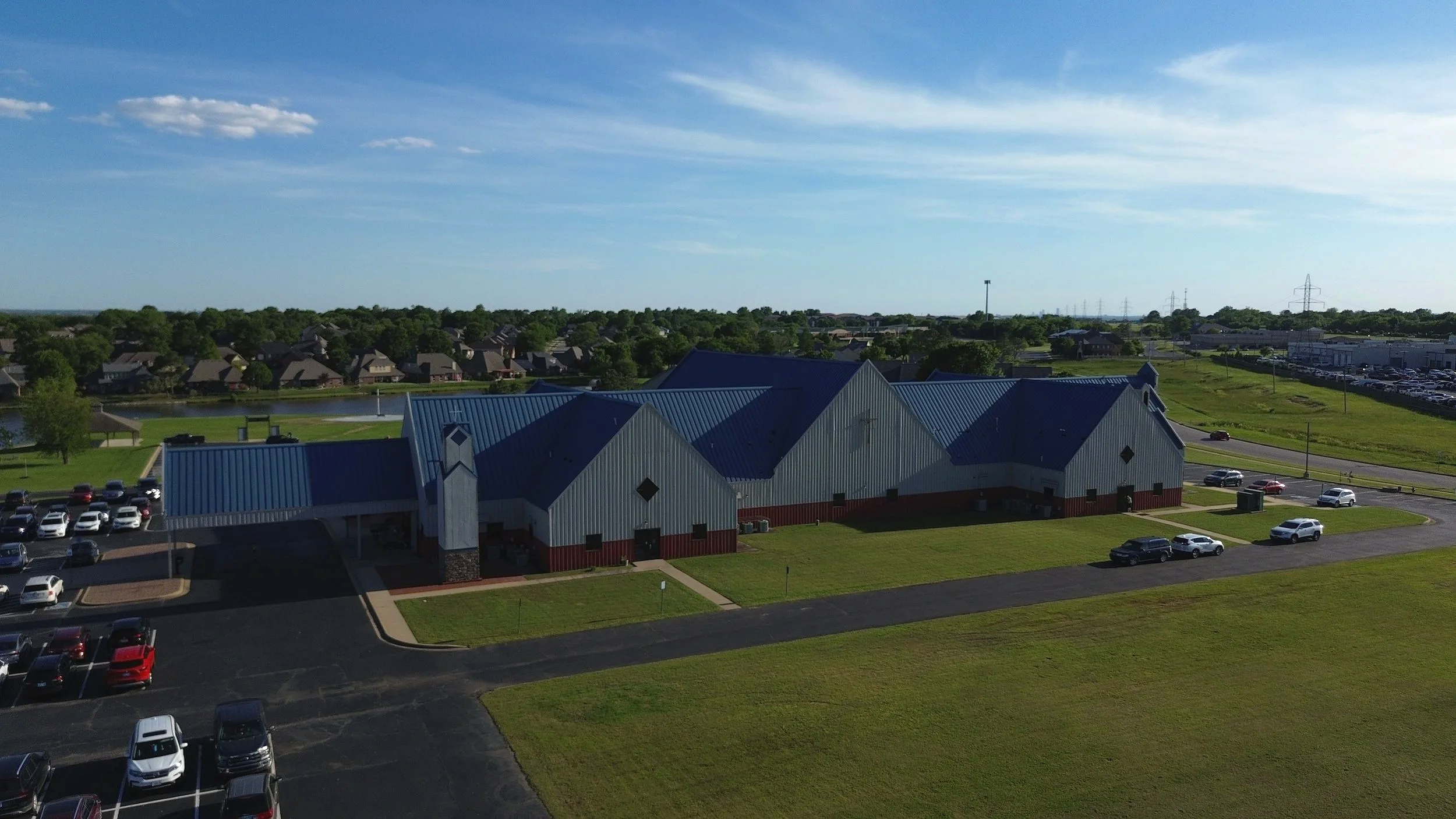 Aerial photo of church building in Owasso Oklahoma