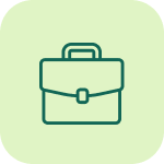 Icon of a briefcase on a green background
