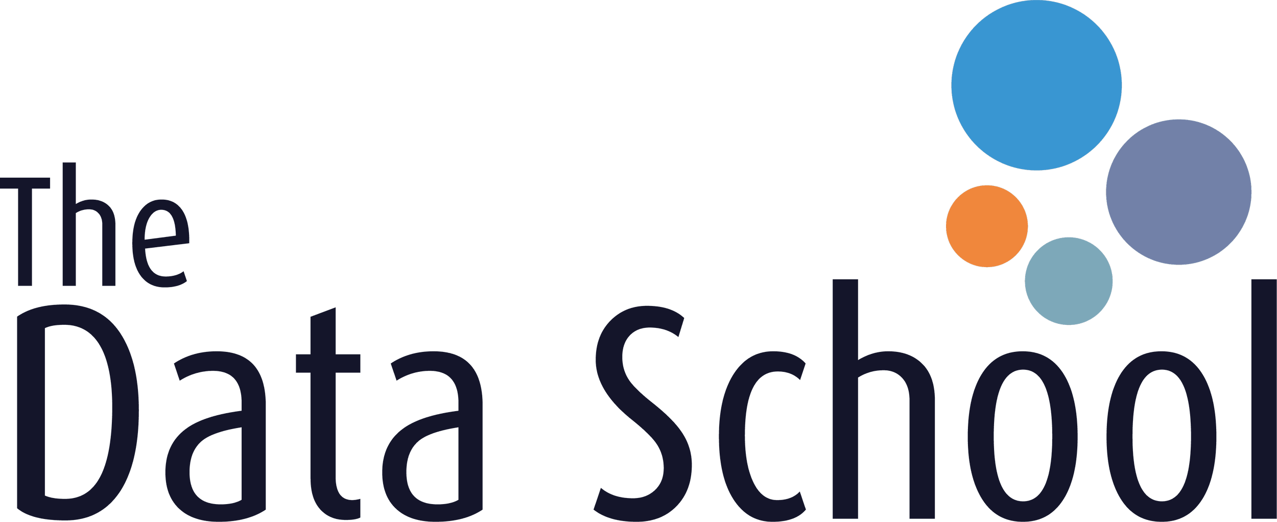 The logo of Data School with the words 'The Data School' in large font and colorful circles above.