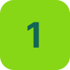 Green square with white number 1 in the center.