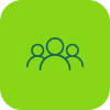 Icon of three people on a green background