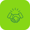 Illustration of two hands shaking, symbolizing agreement or partnership.