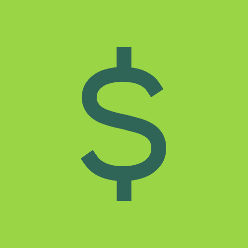 Green background with a large dark green dollar sign in the center.