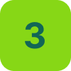Green square with the number 3 in blue.