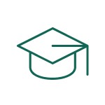A graduation cap icon.