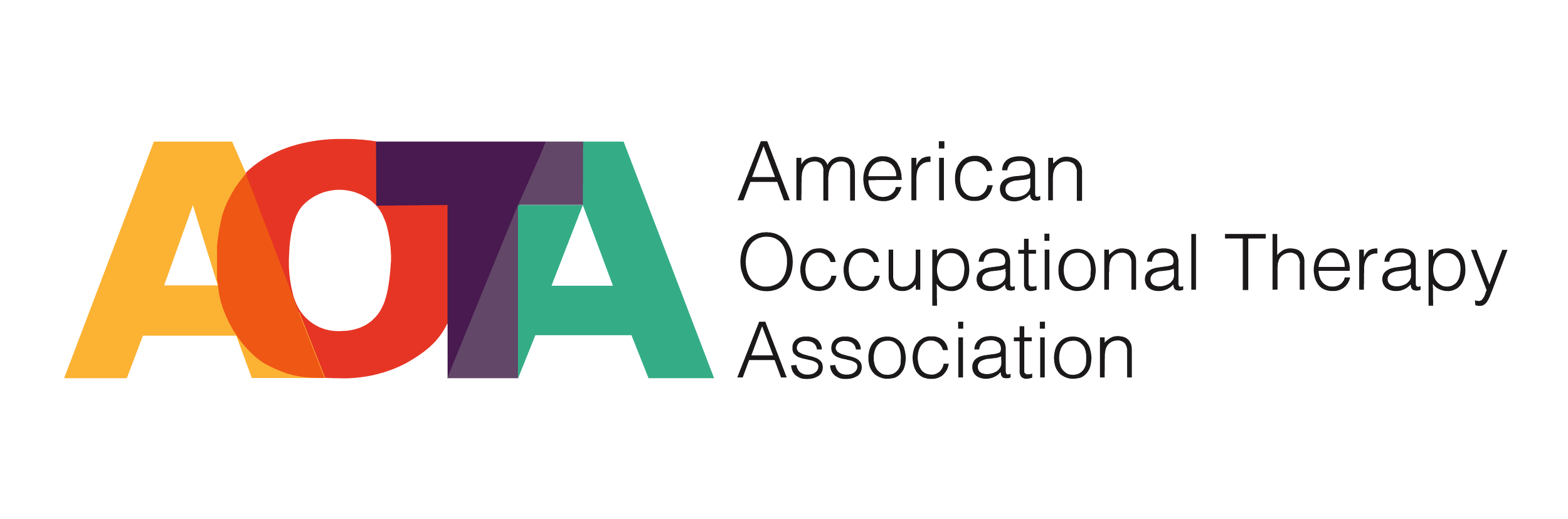 Logo of the American Occupational Therapy Association with colorful overlapping letters and black text.